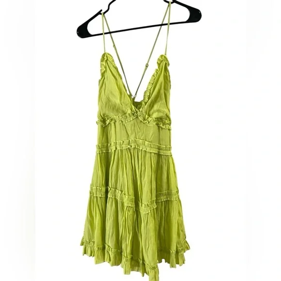 Green ruffled mini dress - Picture 2 of 5